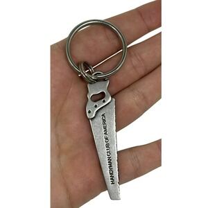Handyman Club of America Saw Keychain Silver Tone Metal Collectible Key Ring